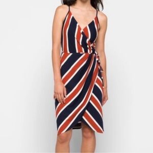 NWT 41 Hawthorn size M Navy, rust, white striped tie dress